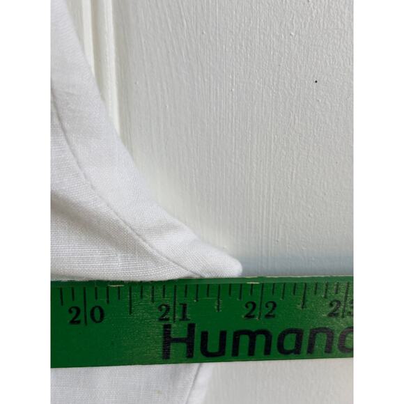 Vintage I.V.Y Button Up Linen Cotton Crochet Collared Long Sleeve Shirt Medium - Picture 6 of 6